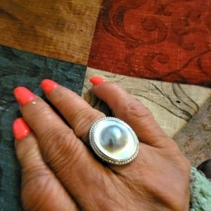 Beautiful Mabe Pearl and .925 SS Ring